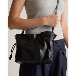 Quince Italian Leather Drawstring Pouch Crossbody Black Loewe Inspo